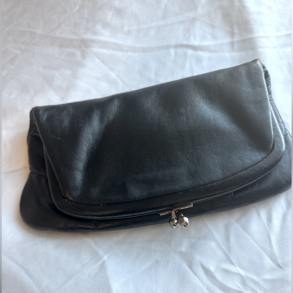 Vintage Leather snap close clutch with convertible straps